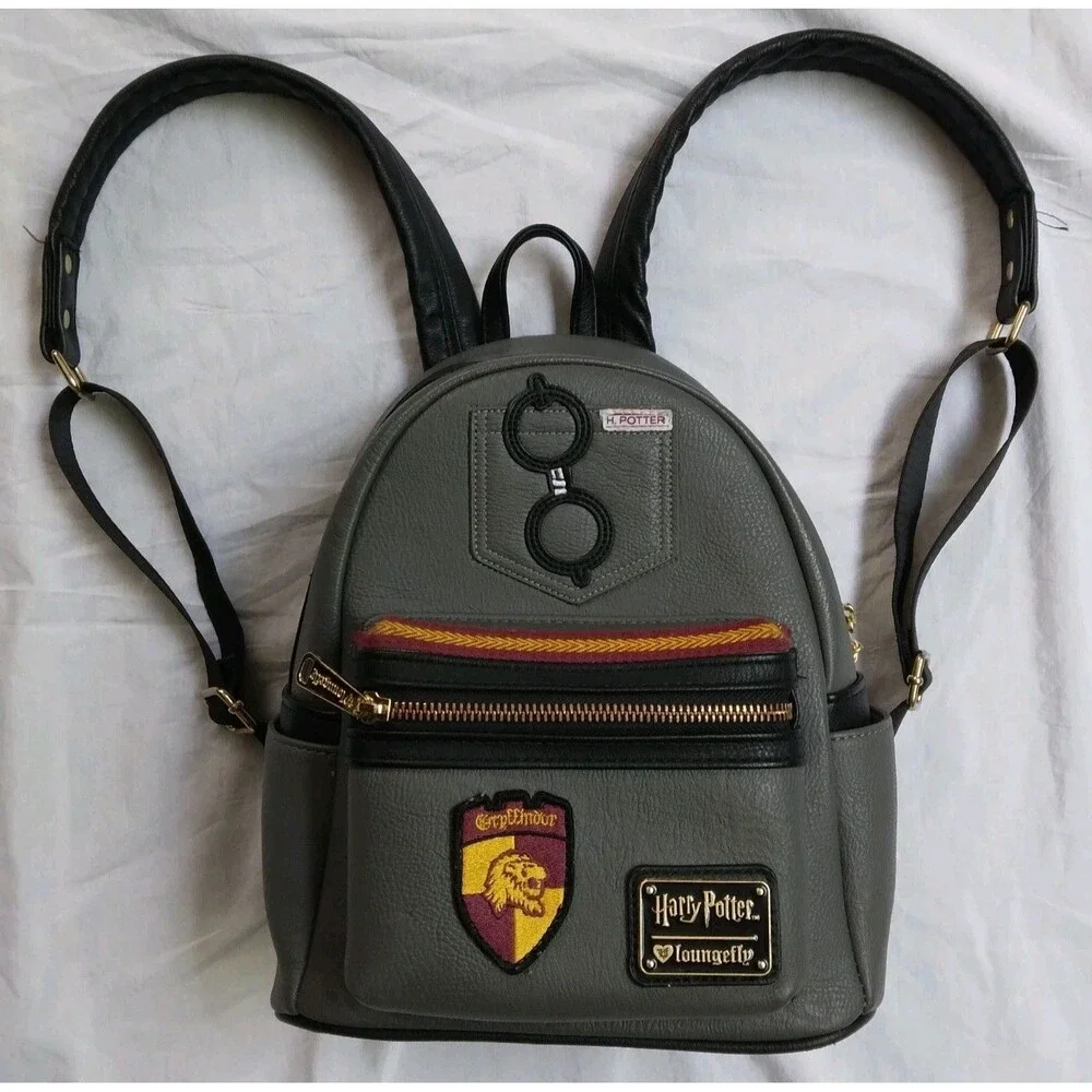 Harry Potter Loungefly Gryffindor Mini Backpack Gray Faux Leather Cosplay